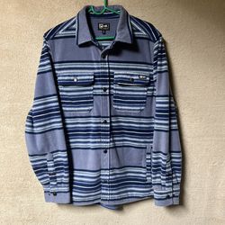 Pelagic Button Down Fleece Shirt Jacket Shacket Mens Medium Blue