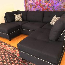 New 104x75 Nailhead Reversible Sectional Couch/ Free delivery 