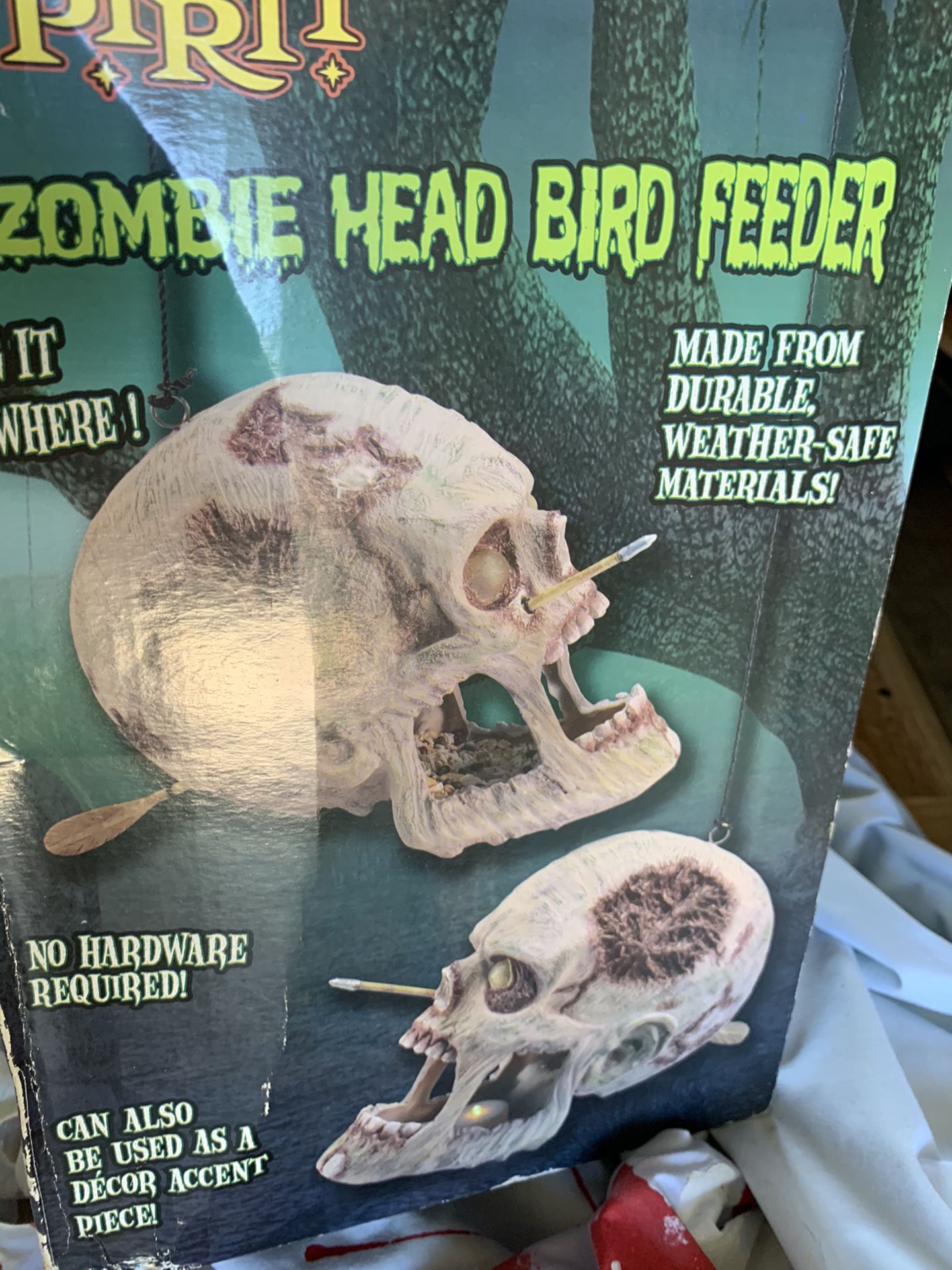 Zombie head bird feeder