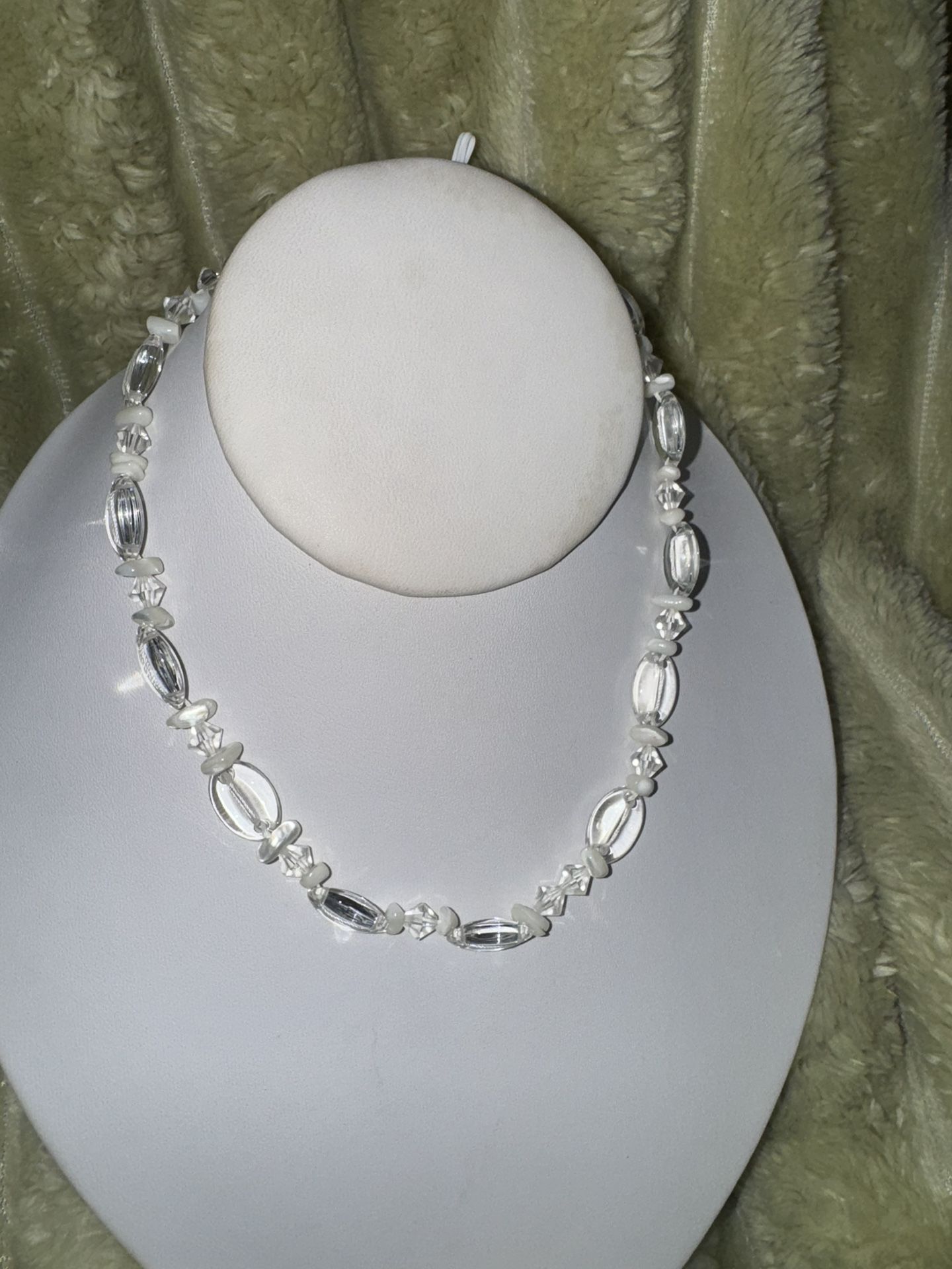 Vintage Swarovski Crystal & Mother of Pearl Stones Choker