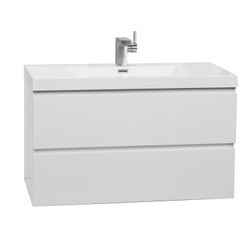 36” Glossy White Vanity With Top