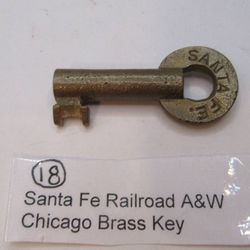 Vintage Antique Santa Fe Railroad Brass Switch Key A&W Chicago