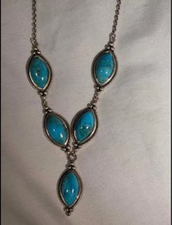 Stauer silver Turquoise Stone Drop Necklace