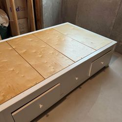 Twin Wood Frame Bed With Drawers