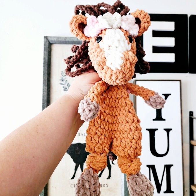 Crochet Horse Pony Plushie Snuggler Stuffed Animal Toy
