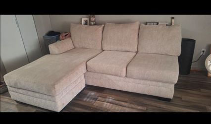 Beige Fabric Sectional Sofa with Chaise