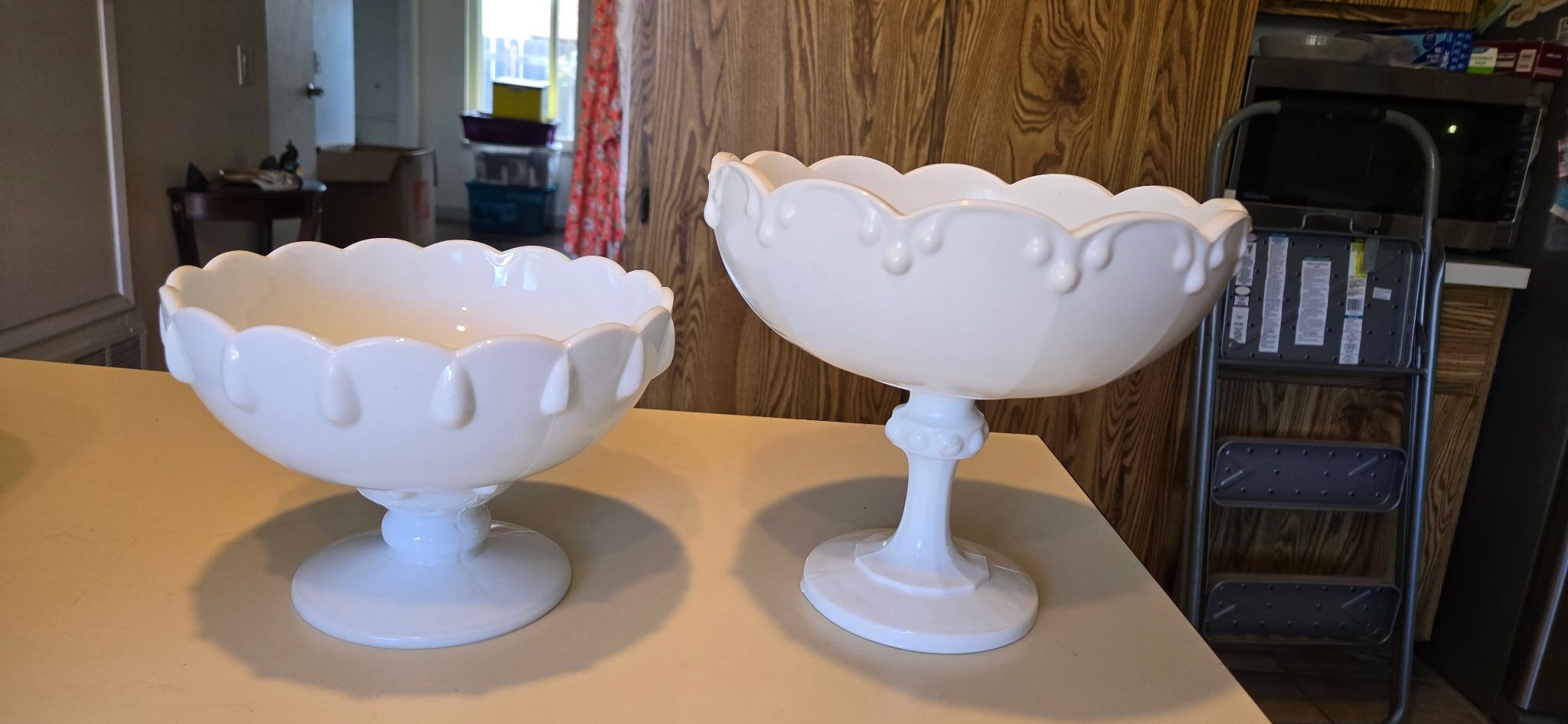 Rare Large Vintage Indian Glass Company Milk Glass Pedestal Bowl