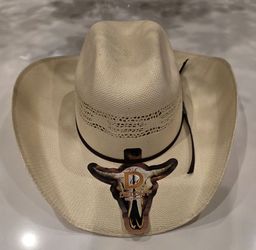NEW DELDHY Bangora Fino Western Cowboy Hat Size 7 Natural Ivory Longhorn Made in Mexico — $85