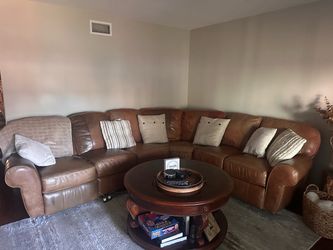 Brown Leather Curved Sectional Sofa power recliners