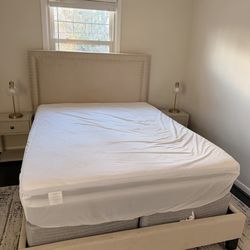 Upholstered Bed, 2 Nightstands