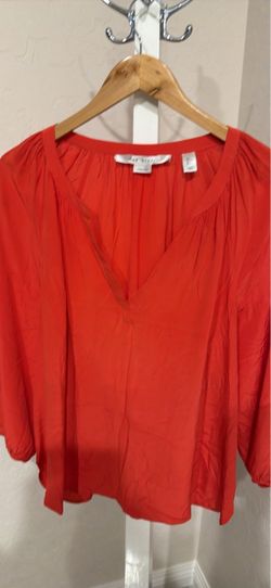 Max Studio Red V-Neck Blouse- L