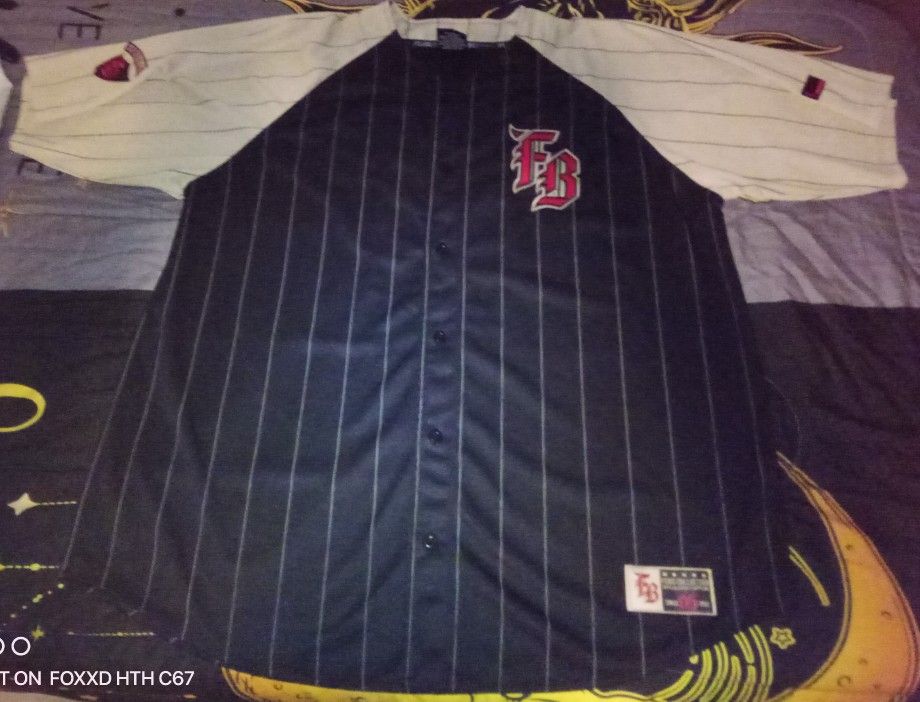 Flawless Fubu Sports Collection pinstripe baseball jersey men sz 3XL