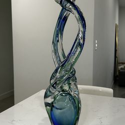 Adam Jablonski Signed Art Levandeo Unique Crystal Glass Sculpture Poland 21"