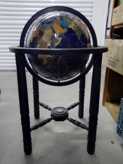 Rare Floor-Standing Lapis Lazuli Gemstone Globe Masterpiece