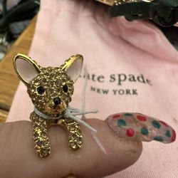 Kate Spade Doggie Ring Fully Adjustable W Swarvorski Crystals GORGEOUS!!