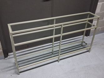 All glass console table