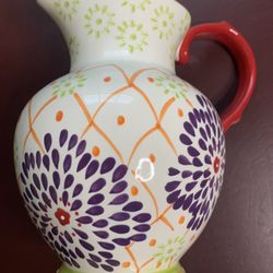 ARTISTIC ACCENTS HANDPAINTED SPLASH OF COLOR PORCELAIN BEVERAGE PITCHER 