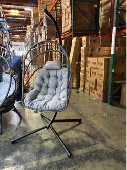 New Swing Hanging Birdcage  Egg Chair with Stand Indoor Outdoor 350lbs Capacity