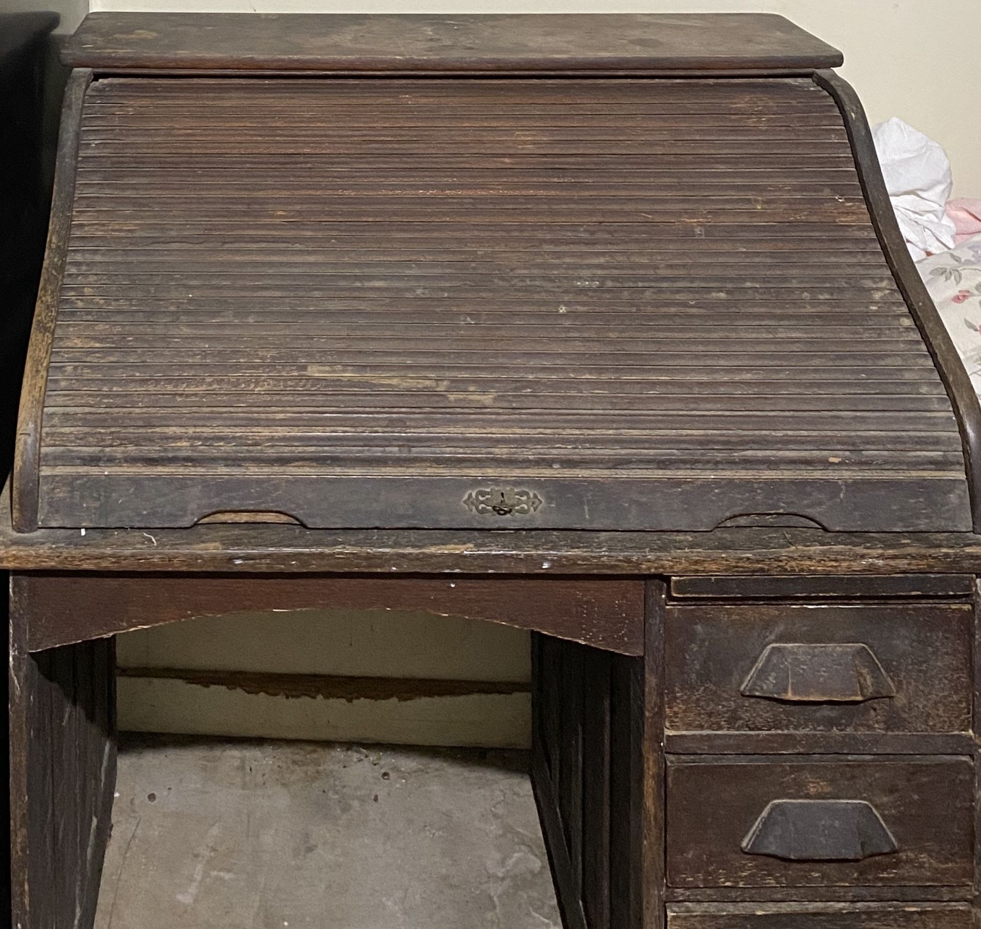 Antique walnut roll top desk