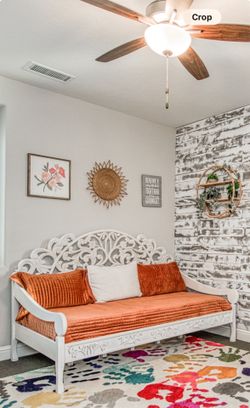 White Hand Carved Day Bed