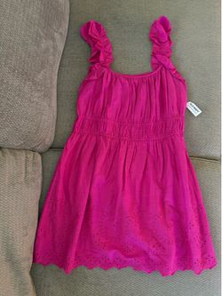 Hot Pink XL Eyelet Dress NEW - lined with pockets and elastic waist
