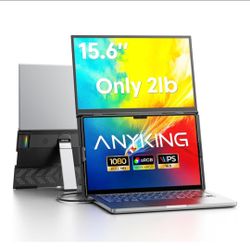 Laptop Screen Extender 15.6" FHD 1080P IPS Portable Monitor Above Laptop Ultra-Thin Aluminum Alloy Build, Clamp-On Design, USB-C One-Cable Setup, Exte
