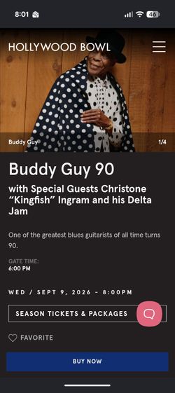 Buddy Guy at the Hollywood Bowl Wed 9/9