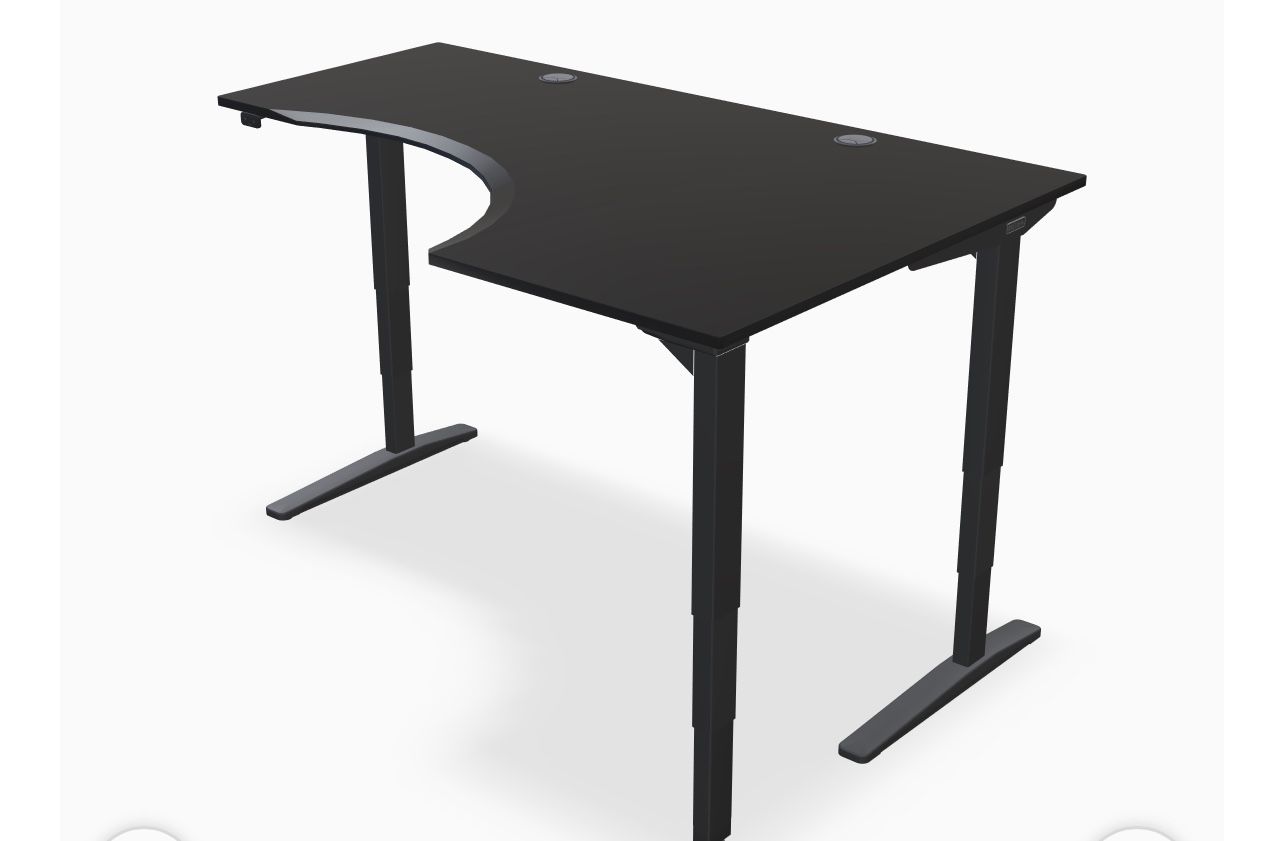 UPLIFT DESK - Curved Corner (Right Side Return) Premium, Adjustable Standing Or Seated Desk - BLACK
