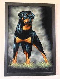 Framed Velvet Dog Artwork – Textured Wall Decor
