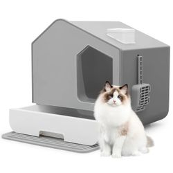 Doorless Anti-Splashing Enclosed Cat Litter Box - with Litter Scoop ❗️🐾😍