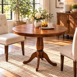 BRAND NEW TABLE 32" Round Walnut Pedestal Dining Table (Chairs nor included)