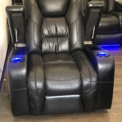 Single Home Theater Electric luxury style Leather Recliner — Very Comfortable