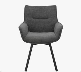 George Oliver Heid Swivel Fabric Dining Chair with Steel Legs