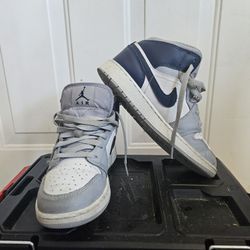Grey And Navy Blue Jordan 1's