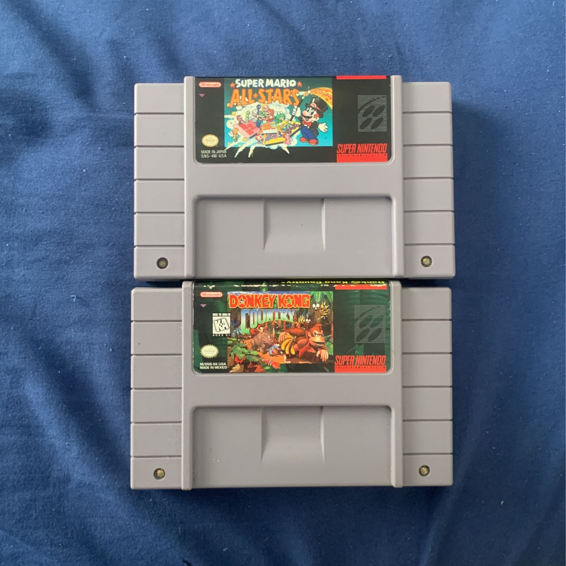 Super Mario All Stars and Donkey Kong Country for Super Nintendo Video Game