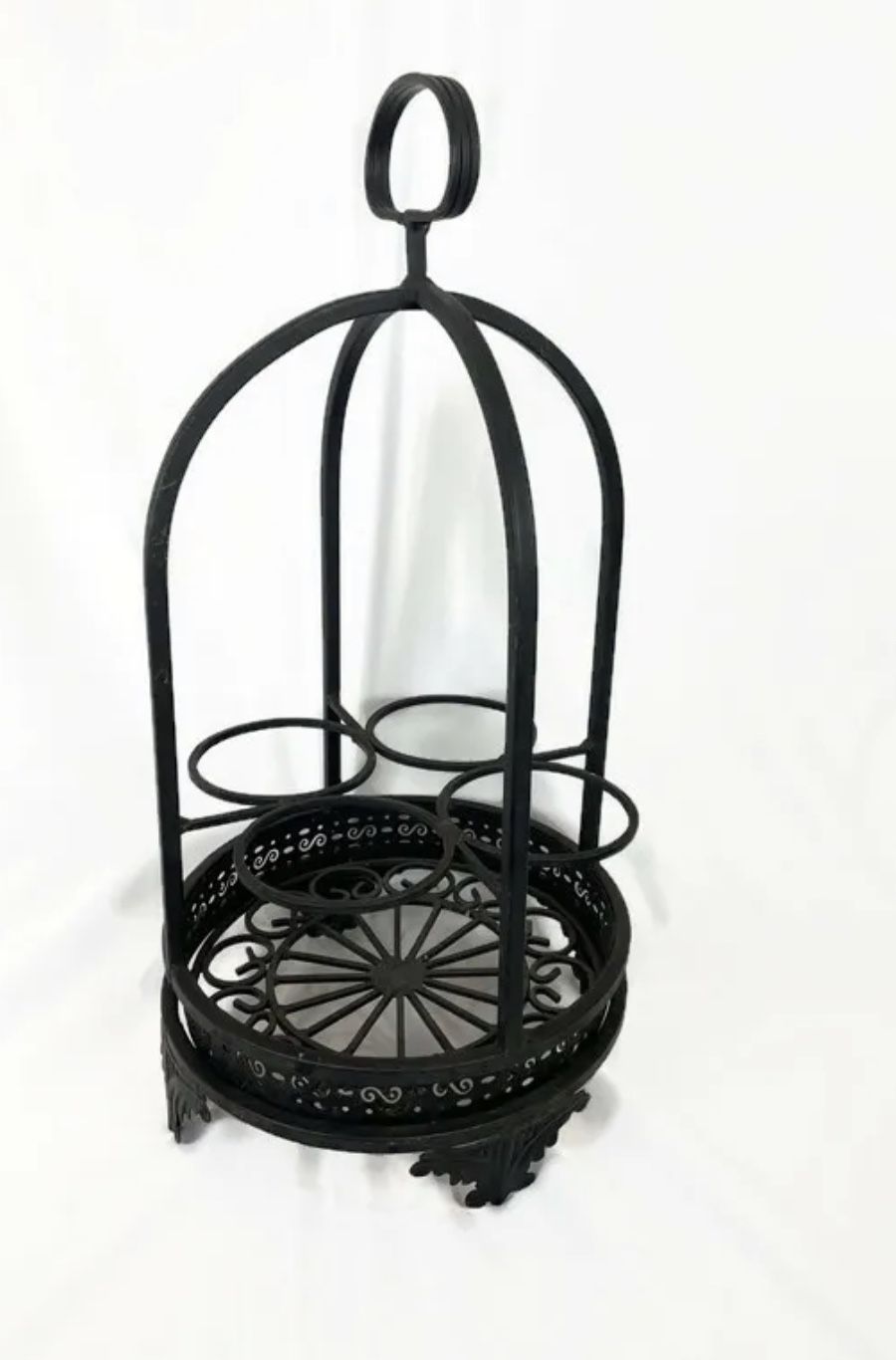 Decorative Wine Rack Wine Hold Table Top metal Holds 4 Wine Bottles Unique
