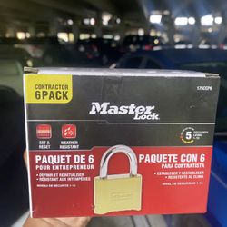 Master Lock Pro Pack Heavy Duty Outdoor Combination Padlock, 2-in Wide x 1-in Shackle (6-Pack