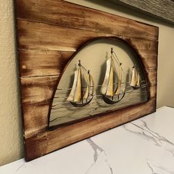 Sailboat Wall Art – Wooden Frame | Cuadro de Veleros en Madera
