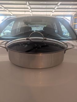 Princess House 18/10 Stainless Steel 7 Qt Oval Roaster Pot w/ Etched Glass Lid.