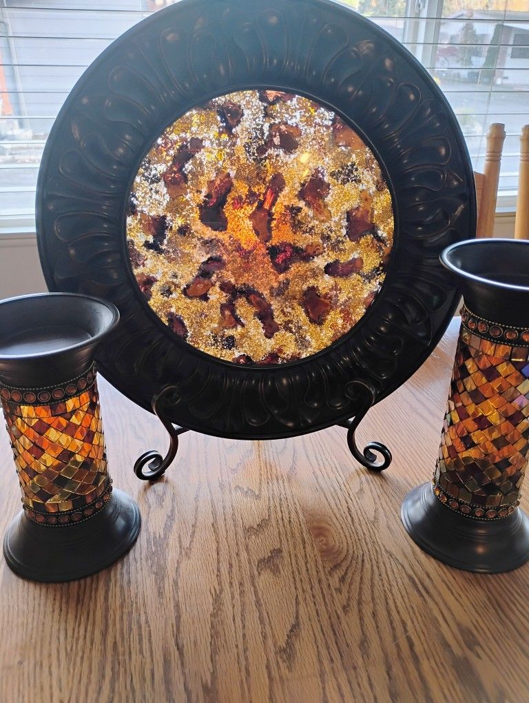PartyLite Candle Holder And Glowing Plate