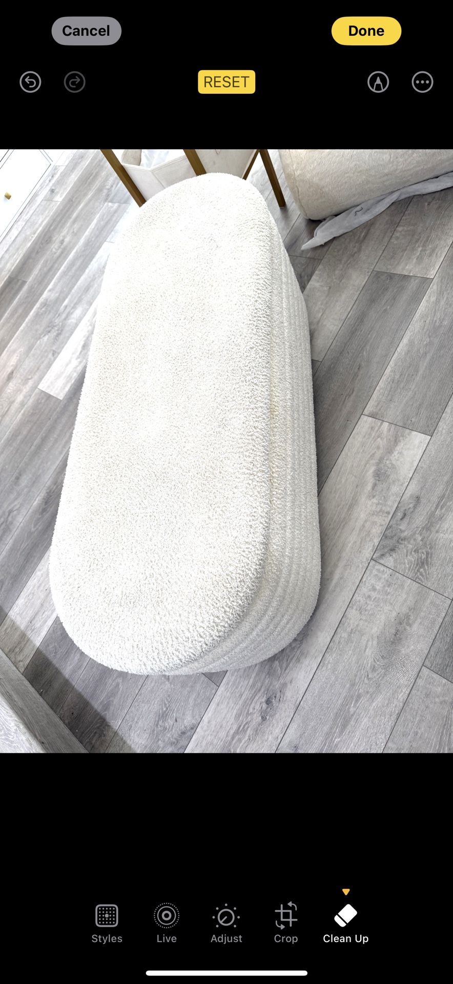 Bouclé storage bench / ottoman