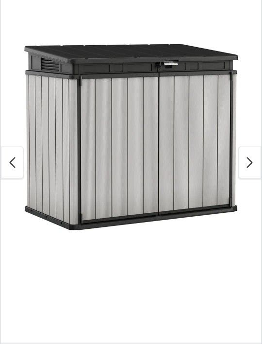 Keter Premier XL Horizontal Resin Outdoor Storage Shed for Patio Furniture and Tools, Grey