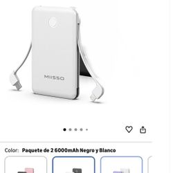 Ultra-slim 6000mAh power bank, external battery with 3 outputs compatible with iPhone