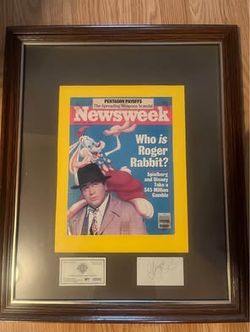 Vintage 1988 Newsweek Magazine – Who Framed Roger Rabbit Cover Framed Signed Charles Fleisher