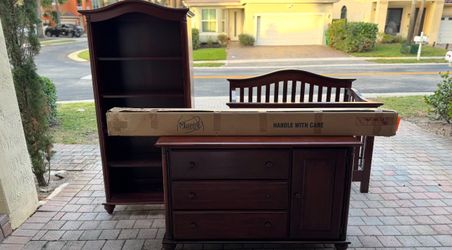Munirё Furniture Nursery/Bedroom Set – Crib, Dresser, Bookcase & Conversion Kit