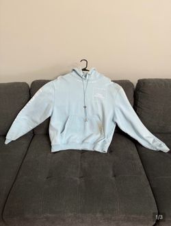 Light Blue Pullover Hoodie with Front Pocket