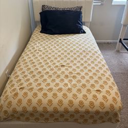 NEW CREAM TWIN SIZE BED WITH MATTRESS