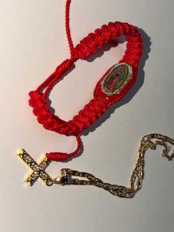 Virgin Mary Bracelet and Cross Necklace Set