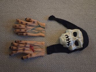 Halloween Skull Mask and Monster Gloves Set