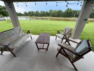 4-Piece Wooden Patio Furniture Set – NEEDS NEW COVERS